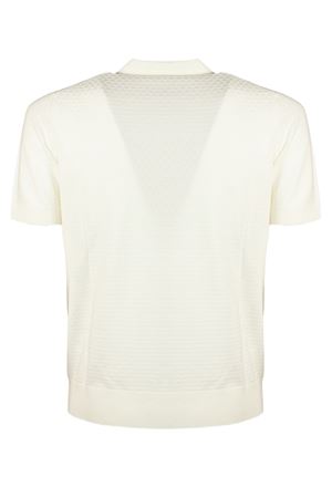 Cream white cotton knit polo shirt PAOLO PECORA | A046F1001102